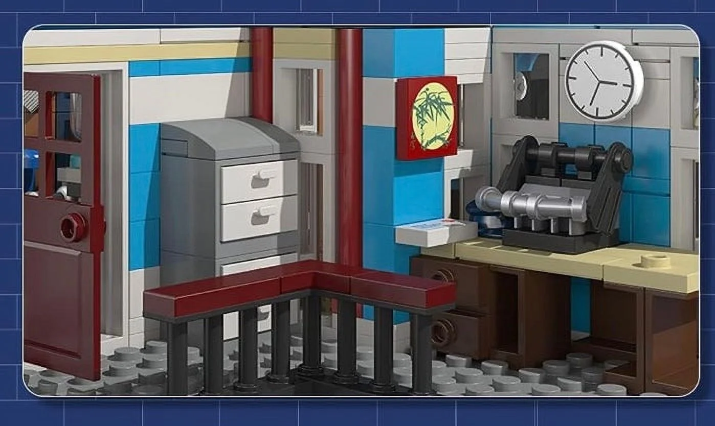 Police Station with Donut Shop Street View Creator Modular City Building Blocks Set | General Jim's Toys | Compatible with Lego, Cobi, Wange