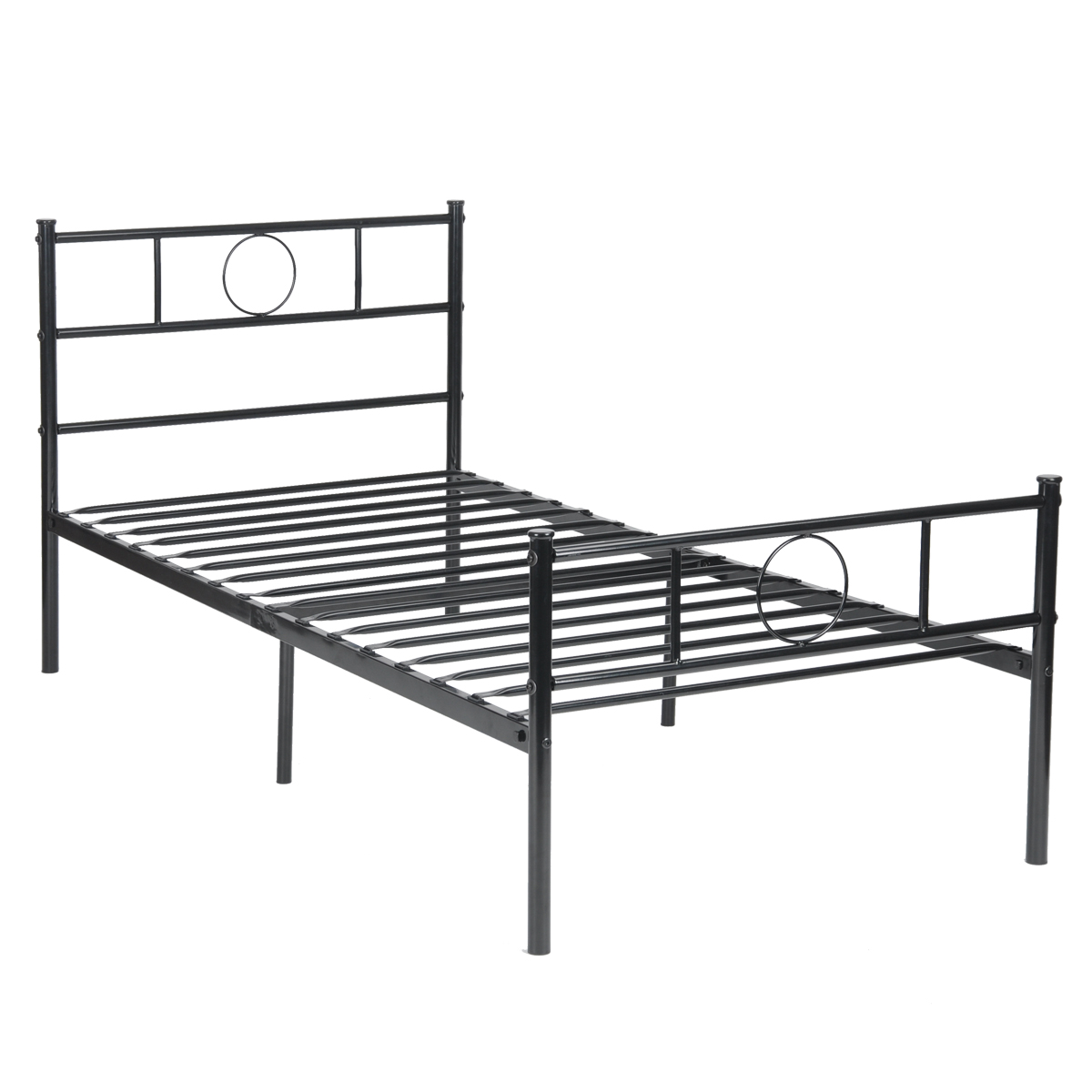 Teledu Metal Single Bed/Metal Platform Bed Frame/Foundation (Black)