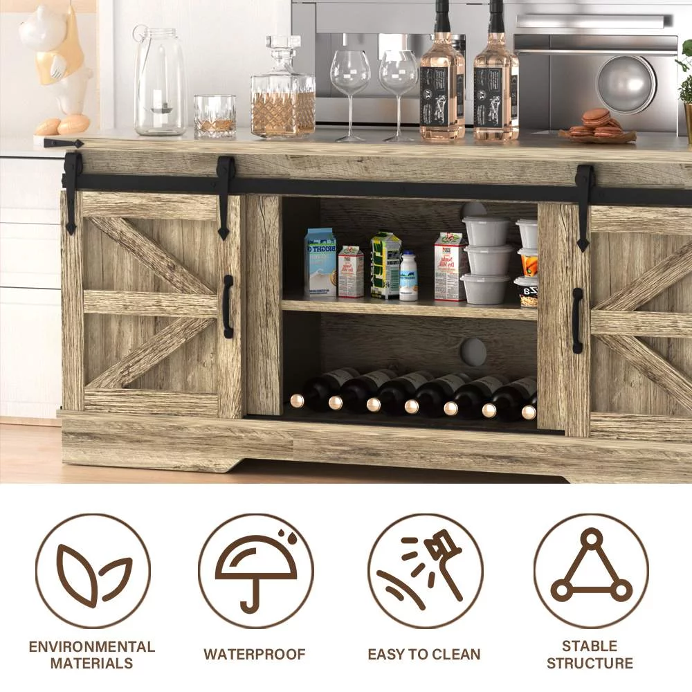 Sonegra Farmhouse TV Stand for TVs up to 65”, Entertainment Center with Storage, Rustic Console Table for Living Room, Grey