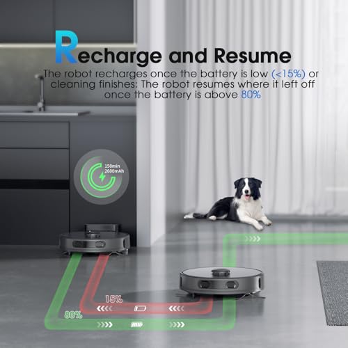 Robot Vacuum and Mop, Mapping Robotic Vacuums Cleaner with LiDAR Navigation Smart & Strong Suction, WiFi/App/Alexa/Voice Control, Obstacle Avoidance