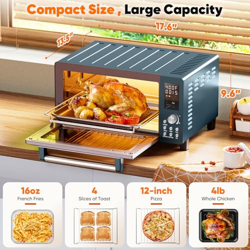 Nuwave Bravo Pro Smart 21QT Toaster Oven Air Fryer Combo, Convection Oven Countertop, 10 functions all in 1, with even & quick crisp technology
