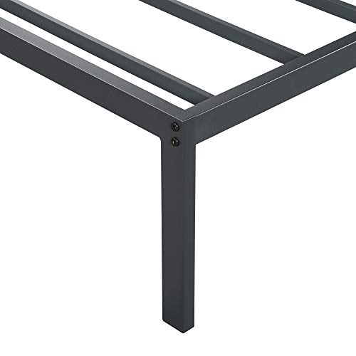 PrimaSleep 18 Inch Tall Heavy Duty Steel Slat Bed Frame/Anti-Slip Support/Easy Assembly Mattress Foundation/No Noise/No Box Spring Needed/Full/Black