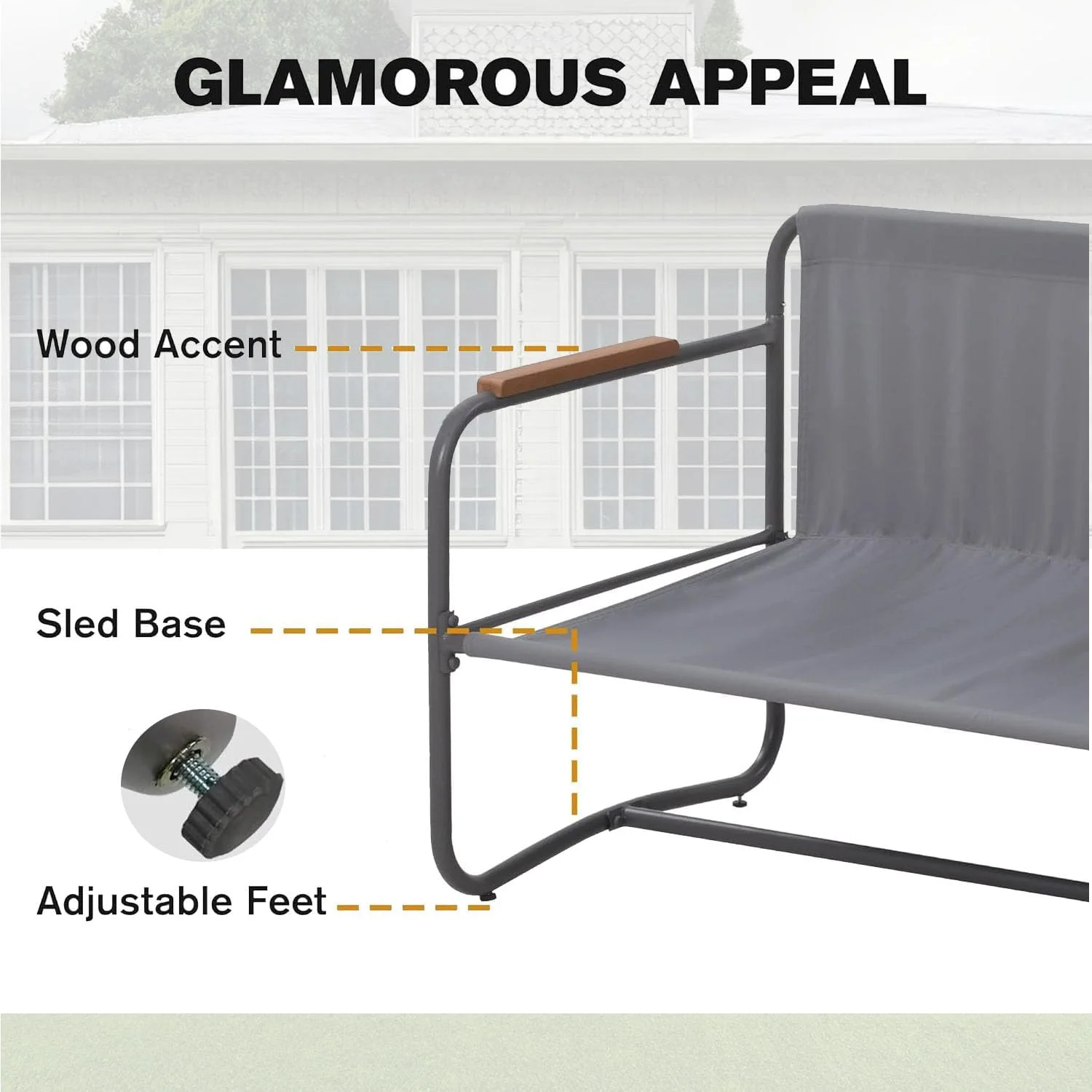 CozyHom 4 PCS Outdoor Patio Aluminum Sofa Furniture Conversation Sets with Coffee Table and 4-inch Cushion, Dark Grey