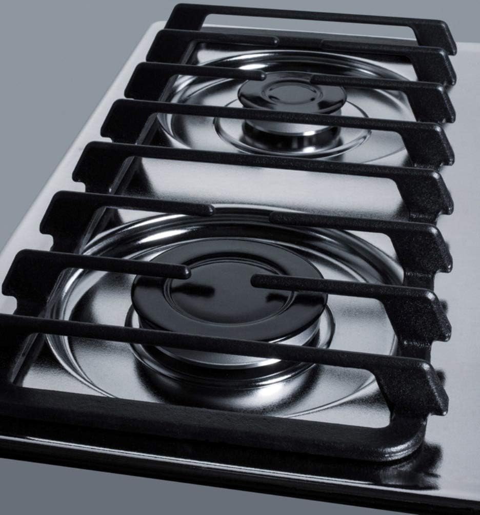 Summit Appliance ZTL053S 30" Wide 4-Burner Gas Cooktop in Brushed Chrome with Cast Iron Grates, Push-to-turn Knobs, Removable Burner Caps
