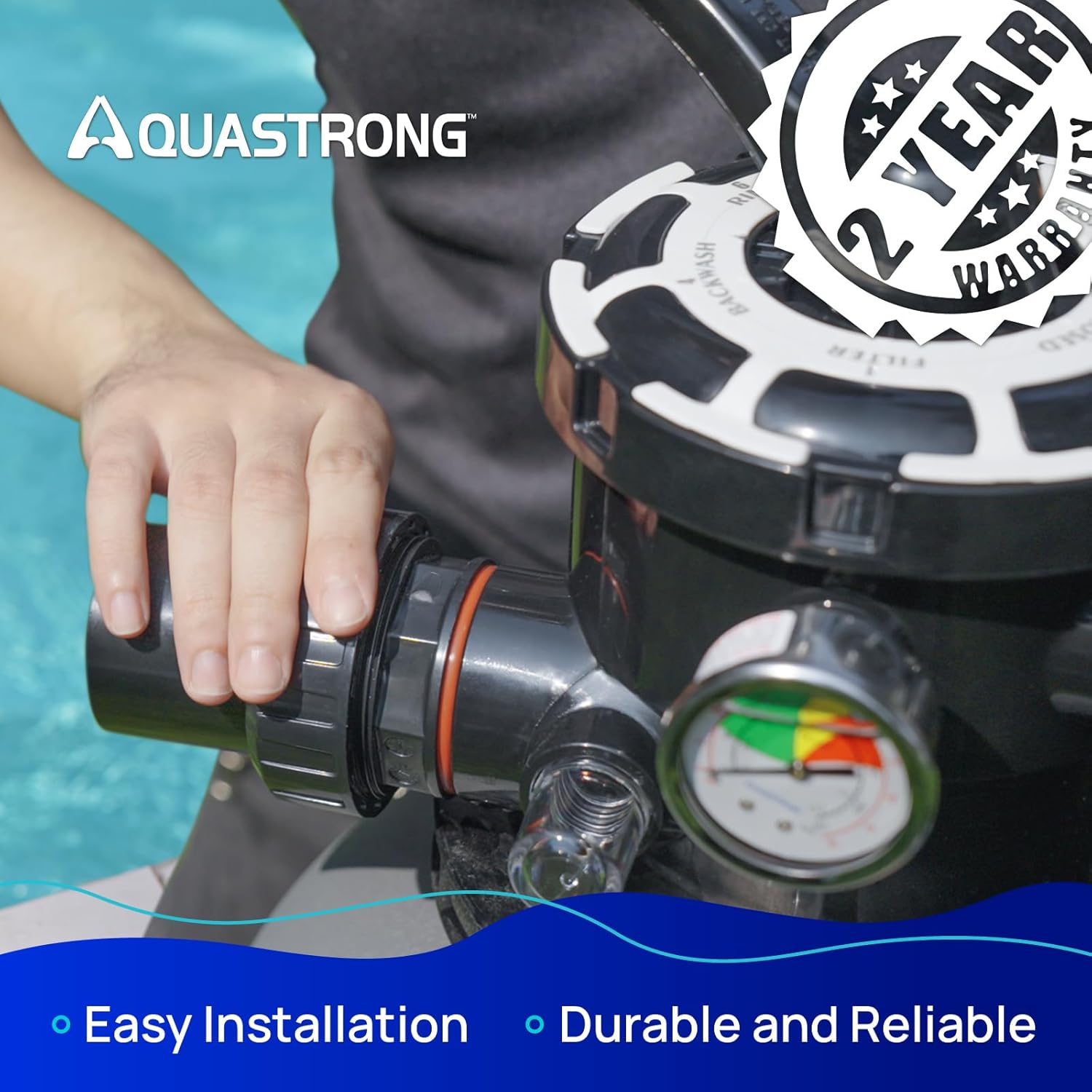 AQUASTRONG 18in Sand Filter Pump for Inground Pool with Timer, 1 HP, Max 6100GPH for Pools Up to 20000GAL, 6-Way Valve