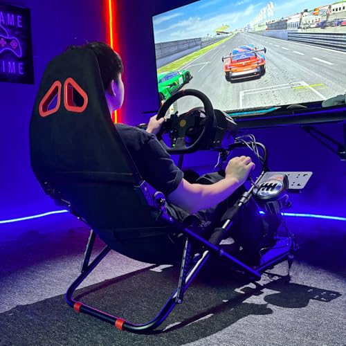 DIWANGUS Racing Simulator Cockpit Foldable Racing Wheel Stand with Seat Chair Sim for Logitech G29 G920 G923 G27 G25 Thrustmaster T248X T248 T300RS