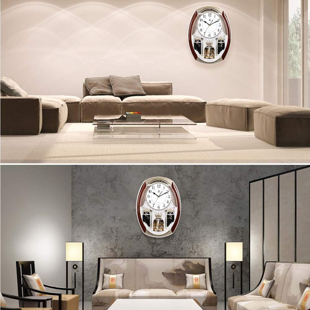 KELAOTE Musical Motion Wall Clock with Rotating Pendulum, Decorative Wall Clock with 18 Melodies.