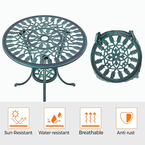 Yaheetech Patio Bistro Sets 3 Piece Cast Aluminum Bistro Table and Chairs Set