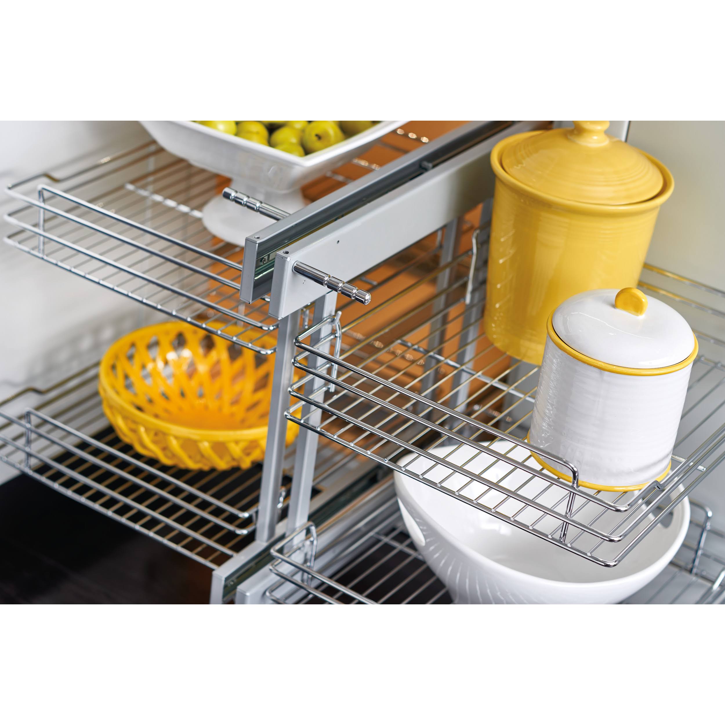Rev-A-Shelf Corner Cabinet Pull-Out Chrome 2-Tier Basket Organizer