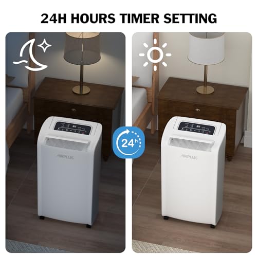 AIRPLUS 4,500 Sq.Ft 70 Pint Dehumidifier for Basements and Home-with Drain Hose,Efficient,Energy-with Dual Protection and 4 Smart Modes,24H Timer