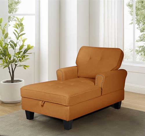 Chaise Lounge Indoor Sleeper Sofa Bed Chair Upholstered Lounge Chair for Bedroom Living Room with Rivets Green (Green+Corduroy)