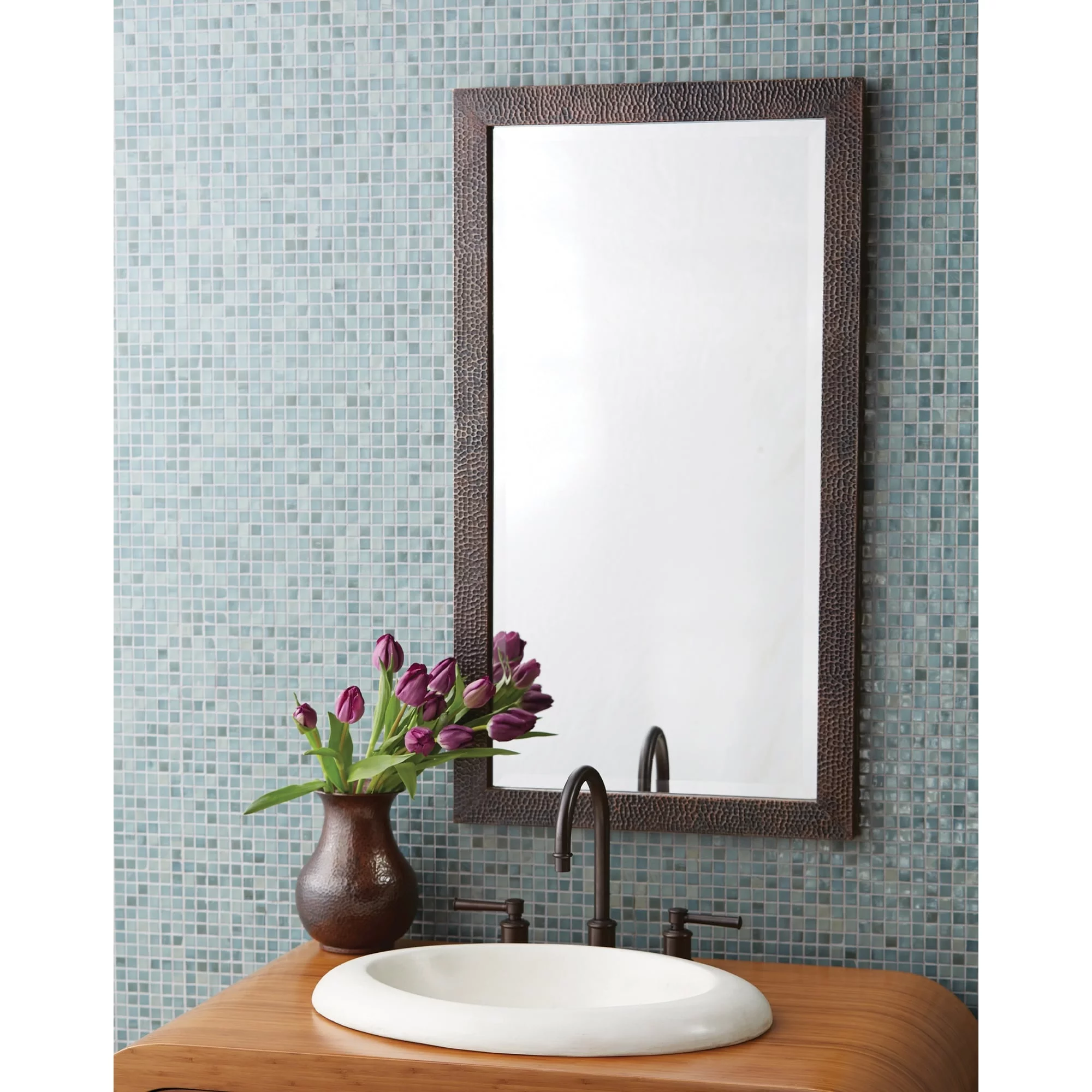 Native Trails Milano Hand Hammered Copper Medium Rectangle Mirror - 40" x 28" Antique Copper