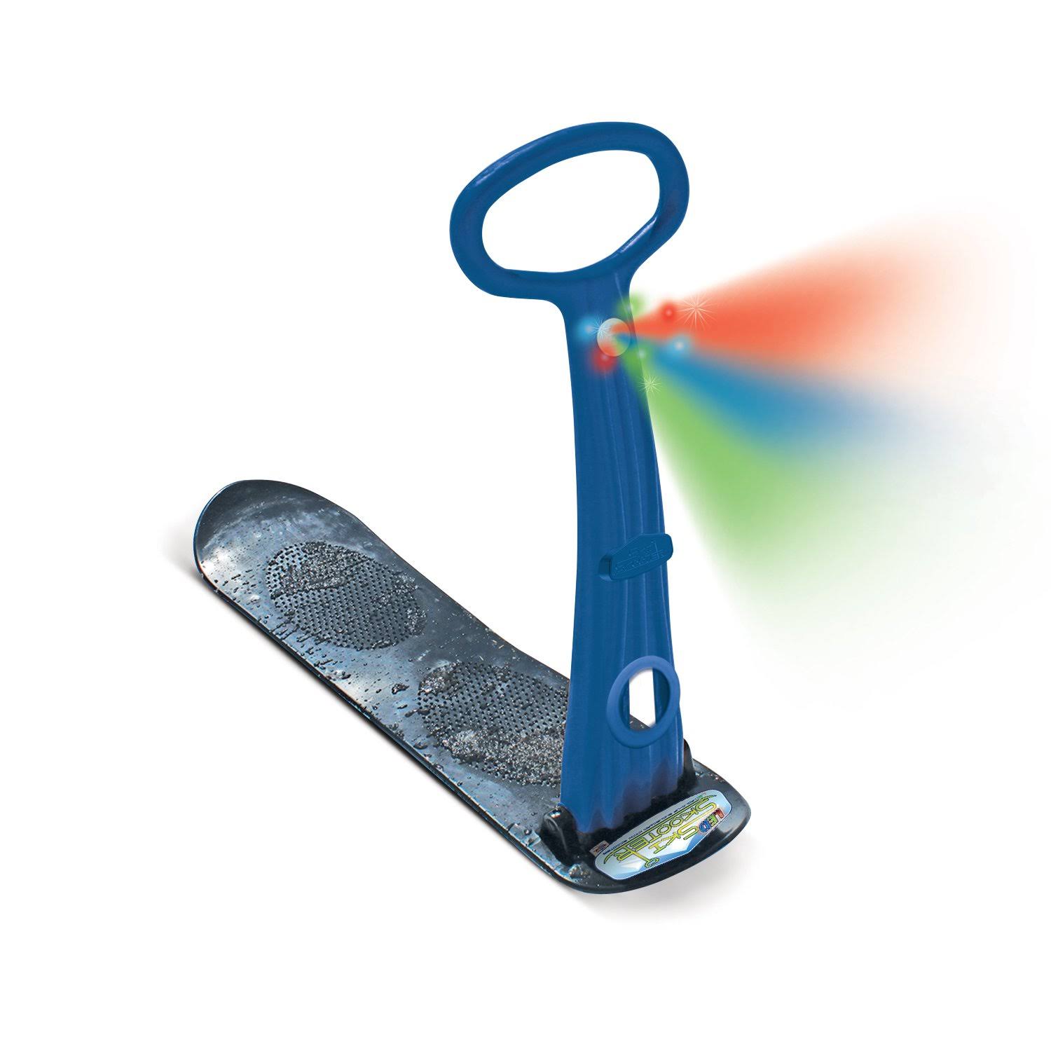 The Original LED Ski Skooter by Geospace Fold-Up Snowboard Kick-Scooter for Use on and Grass Blue Snow Sled