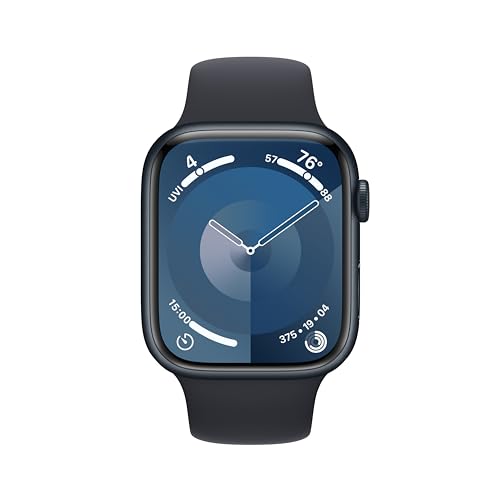 Apple Watch Series 9 [GPS 45mm] Midnight Aluminum Case with Midnight Sport Band, S/M (Renewed) - Radiant Selections