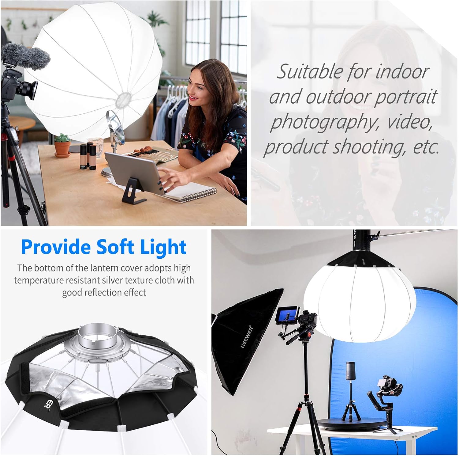 Neewer 34 inches/85cm Lantern Softbox Soft Light Diffuser with Skirt, Compatible with Neewer CB60 CB100 CB150, Aputure 300D II 120D