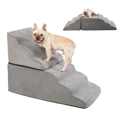 28 Inch High Dog Stairs & Steps for High Bed, Extra Wide 6 Tier Pet stairs, Dog Couch/Ramps for Small Dogs, Injured Pets or Older Dogs to Get On Bed