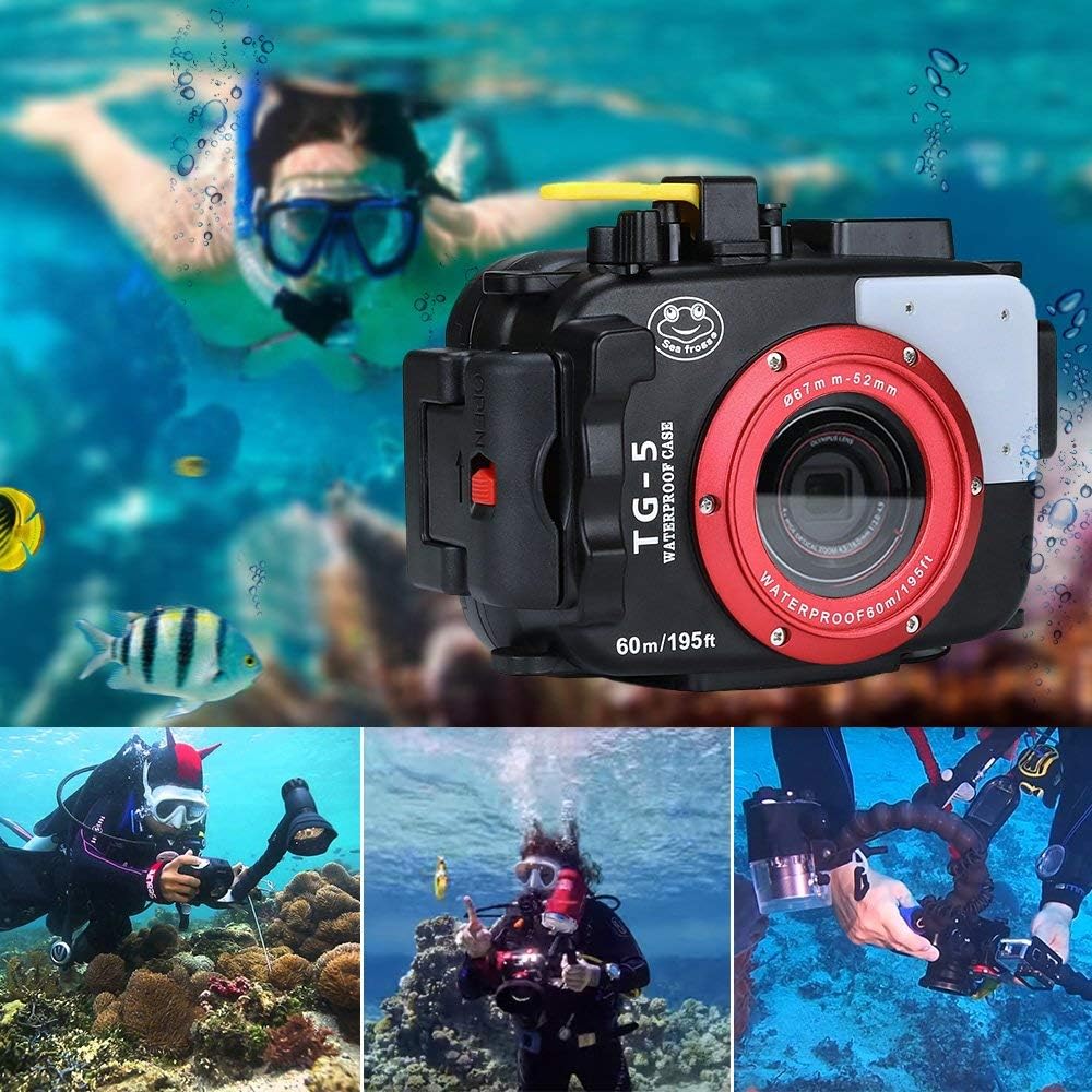 Seafrog WPC-TG5 Waterproof housing case Underwater Diving 195FT/60M Works for Olympus TG-5 Cameras