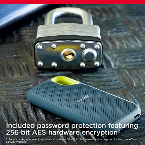 SanDisk 2TB Extreme Portable SSD - Up to 1050MB/s, USB-C, USB 3.2 Gen 2, IP65 Water and Dust Resistance, Updated Firmware
