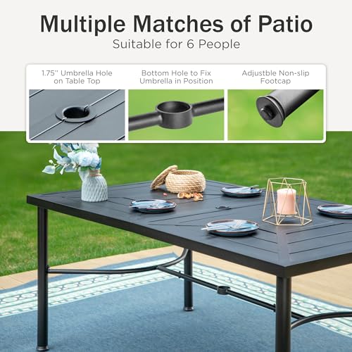 PHI VILLA 5 PCS Outdoor Patio Dining Set with Swivel Dining Chairs (Blue) and 37"x 37" Metal Steel Dining Table(1.57" Umbrella Hole)