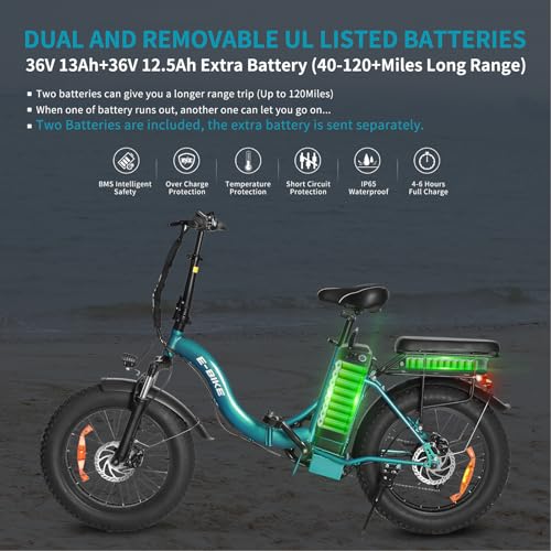 Electric Bike for Adults, 500W/750W Long Range Foldable Ebike with Removable Battery, 40-120 Mile/20-30MPH