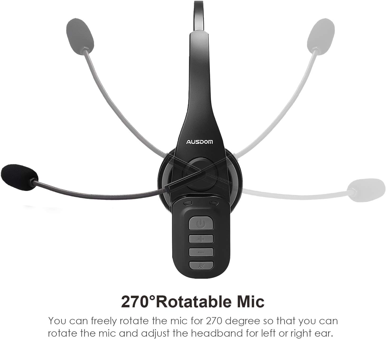 Trucker Bluetooth Headset 5.0 with Microphone, AUSDOM BW01 Noise Cancelling Wireless Headphone