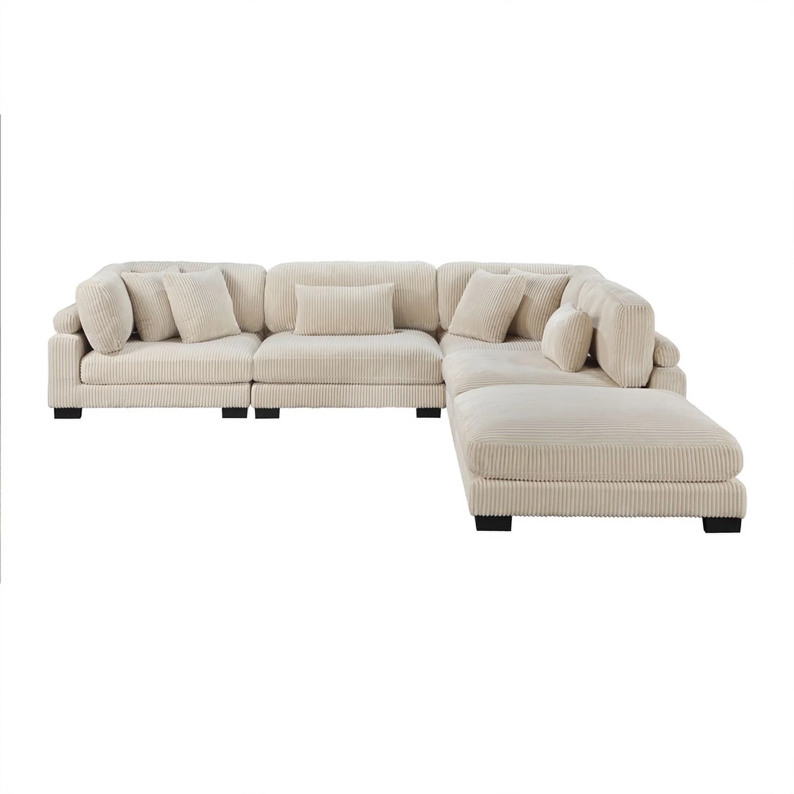 Lexicon Traverse 5-Piece Corduroy Fabric Modular Sectional in Beige