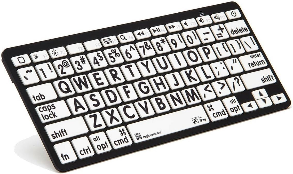 Logickeyboard XL Print American English Bluetooth Mini Keyboard, Black on White # LKBU-LPBW-BTON-US