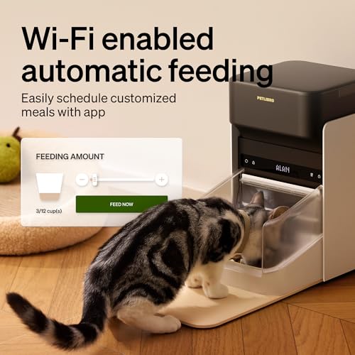 PETLIBRO Upgraded RFID Automatic Cat Feeder, 5G Wi-Fi Automatic Pet Feeder, 3L Auto Cat Feeder App Control with Light Collar Tag