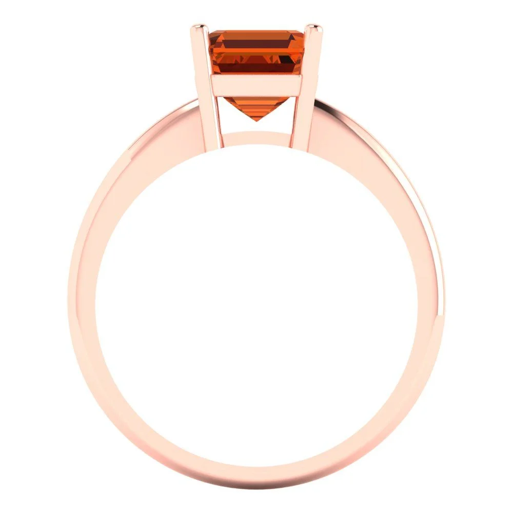 1.5 ct Brilliant Asscher Cut Clear Simulated Diamond 18K Rose Gold Solitaire Ring SZ 6.75