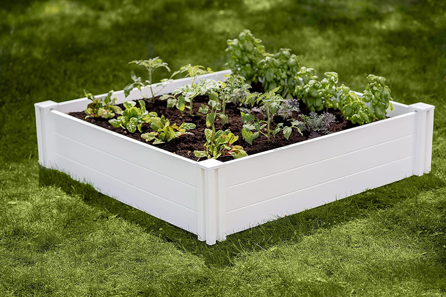 Vita Classic 4 ft x 4 ft x 11 in White Vinyl Raised Garden Bed, VT17108 - Curated Treasures Market