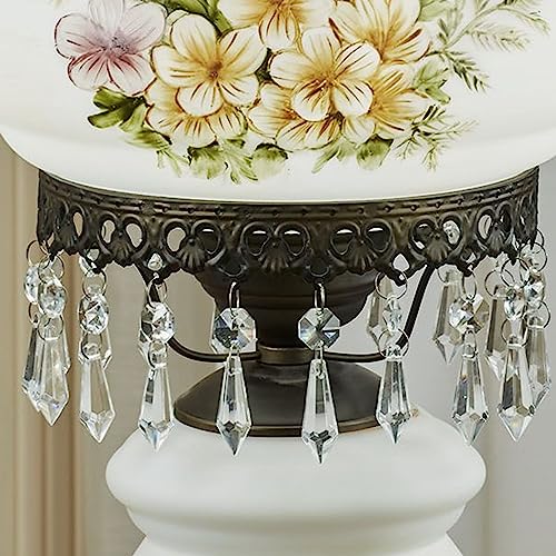 Touch of Class Abigail Hurricane Style Parlor Table Lamp - Antique Victorian Aesthetic - Painted by Hand - Floral Designs
