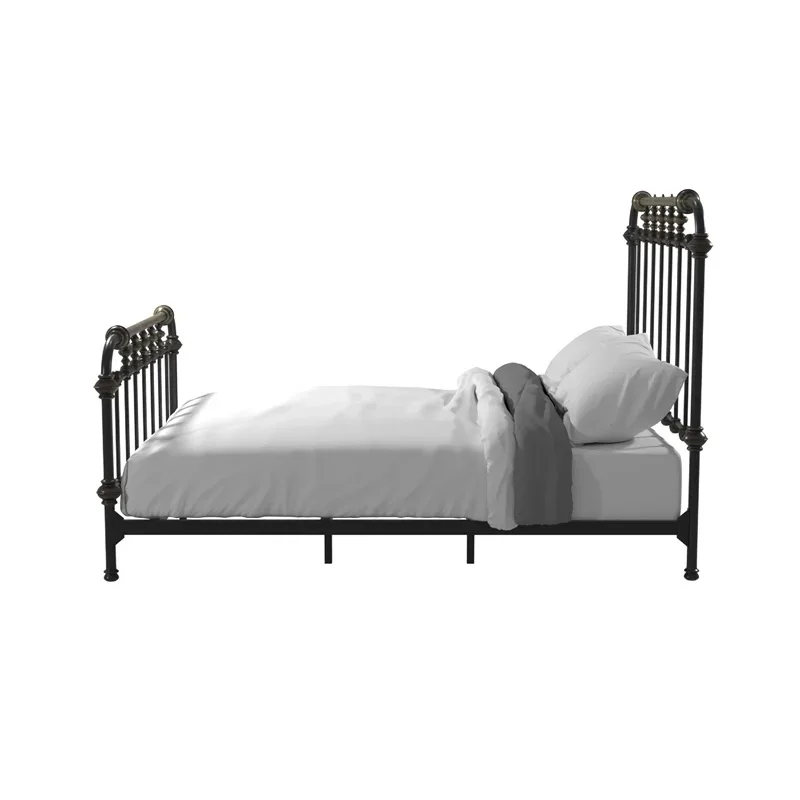 Bowery Hill Farmhouse Metal King Spindle Bed in Antique Black