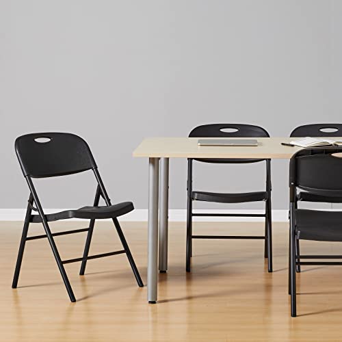 Amazon Basics Sturdy Foldable Plastic Chair, Portable, 350-Pound Capacity, White, 6-Pack