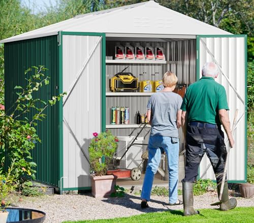 Greesum 5×3 FT Outdoor Storage Shed, Metal Storaged Sheds Without Floor, Tool Sheds with Lockable Doors and Sloping Roof for Garden, Patio, Backyard