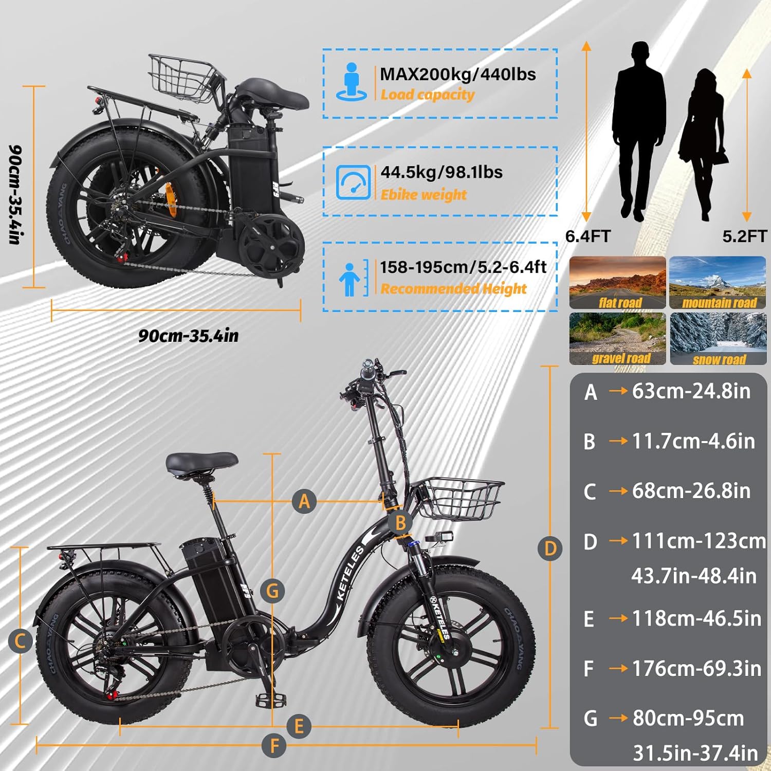 Electric Bike for Adults 2000W Folding Electric Bike Ebike with 48V 23AH Removable Battery 20''x 4.0 Fat Tire Electric Bicycle Long Range E Bike with