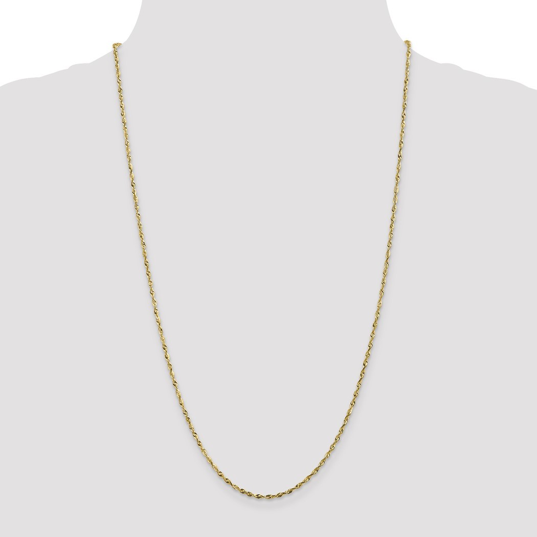 10k Gold 1.8mm Sparkle Cut Lightweight Rope Chain Necklace 22 Inch Jewelry Gifts for Women