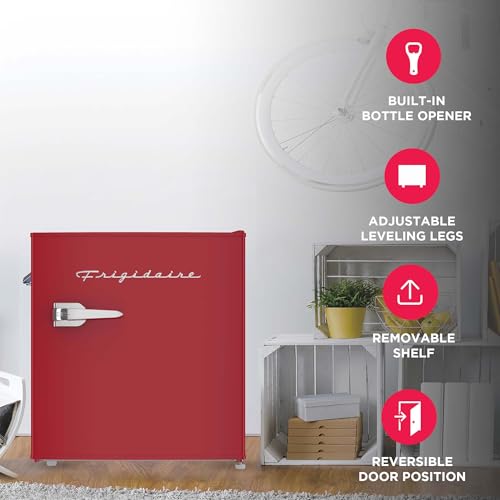 Frigidaire EFR176 Retro Compact Fridge with Chiller Mini Refrigerator with Built-in Bottle Opener for Office, Bedroom, Dorm Room or Cabin