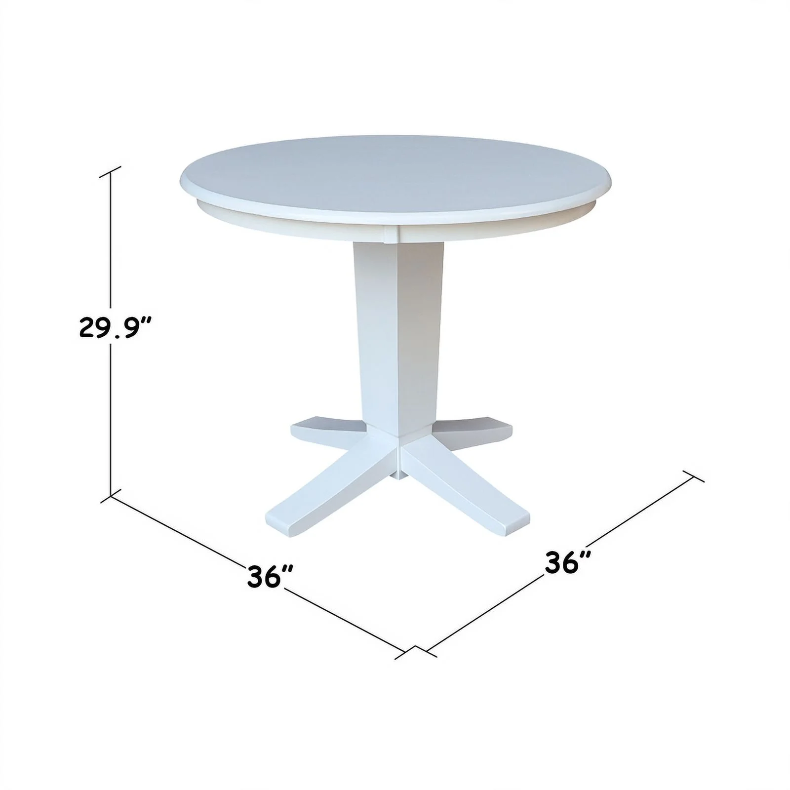 36" Round Solid Wood Top Pedestal Dining Table in White