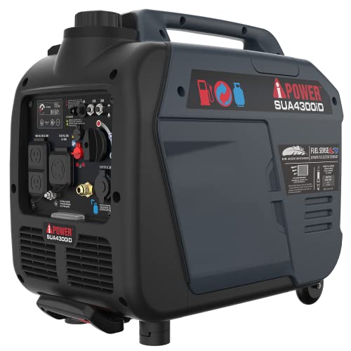 A-iPower 7600W Dual Fuel Quiet Portable Inverter Generator, Electric Start RV Ready, EPA & CARB Compliant CO Sensor