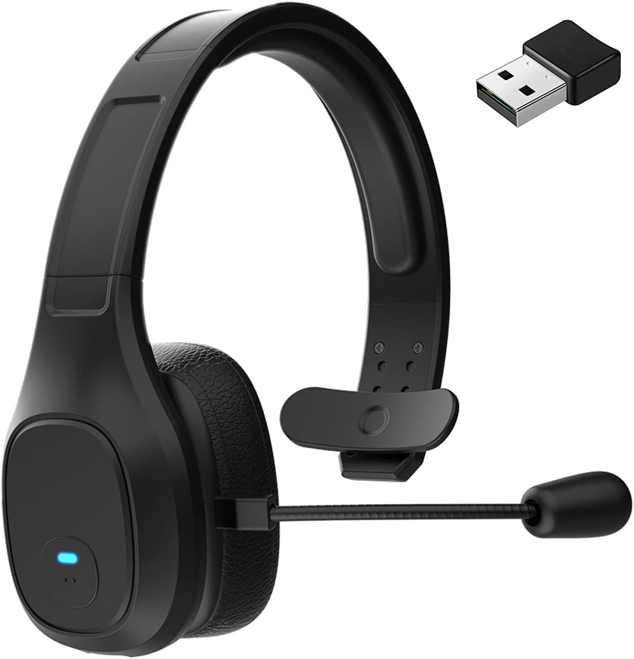Wireless Headset V5.0 with Mic Mute, Trucker Bluetooth Headset with Noise Canceling Microphone for Cell Phone