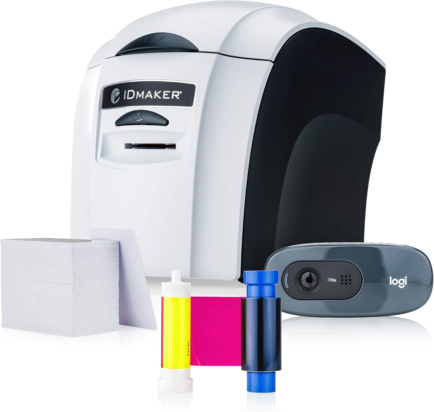 ID Maker Card Printer Machine & Supply Kit for Badge Printing - Print Professional Quality 1 Sided Identification Badges - IDMaker Software