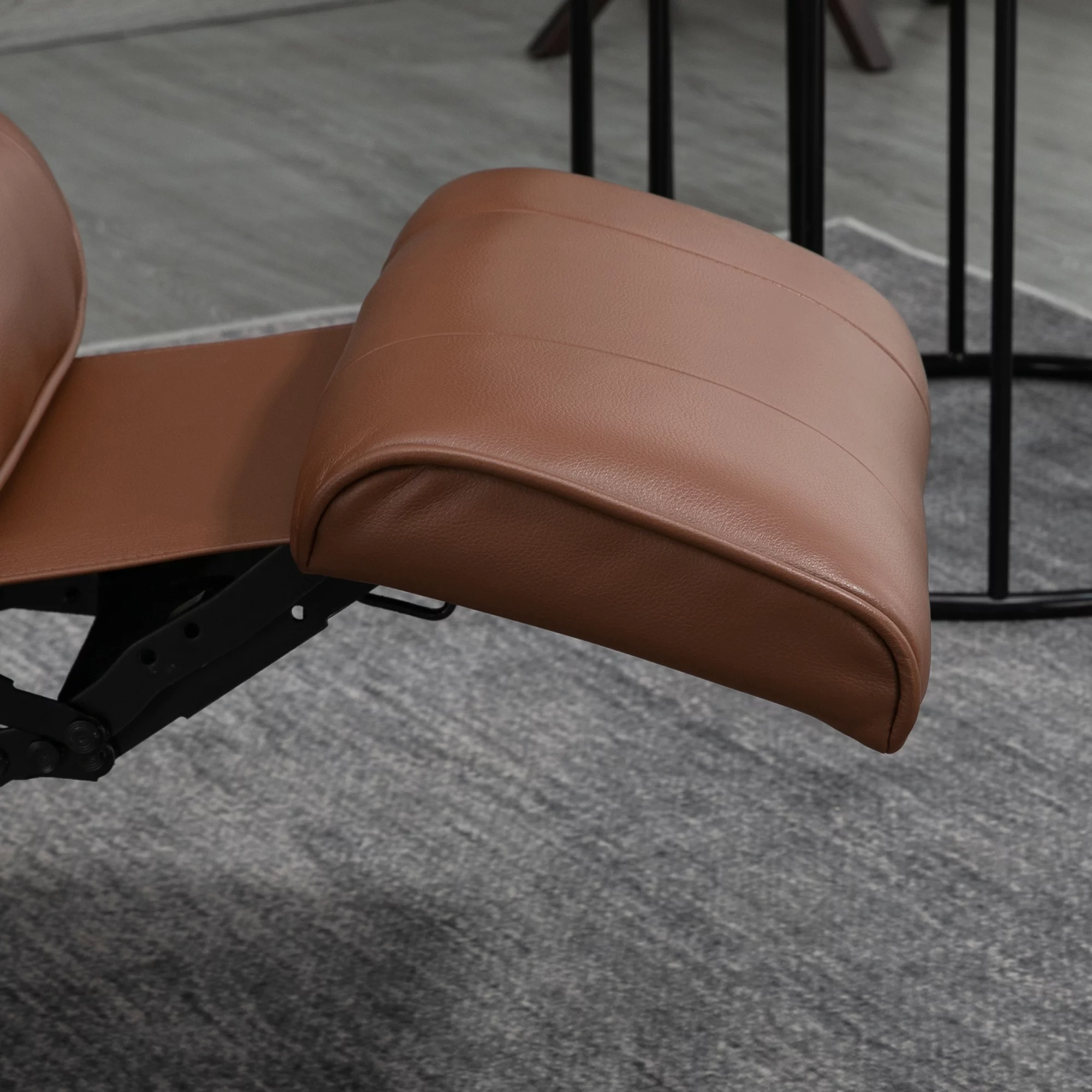 HOMCOM Faux Leather Manual Recliner with Swivel Wood Base, Brown