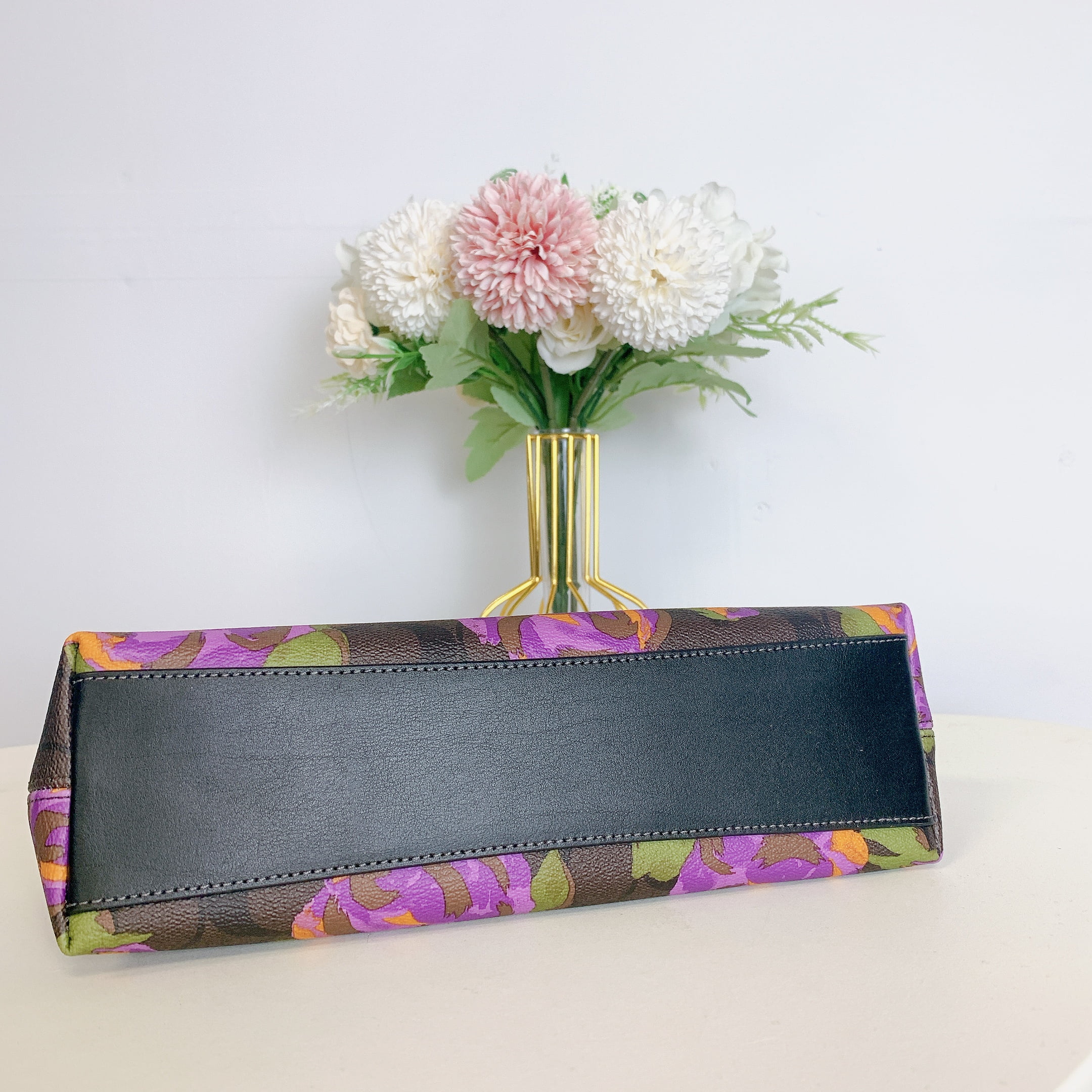 Coach CL406 Charlotte Shoulder Bag In Signature Canvas With Rose Print IN Brown Iris Multi - Radiant Selections