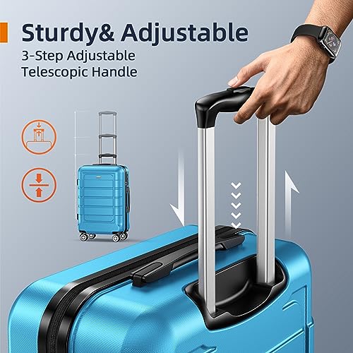 SHOWKOO Luggage Sets Expandable PC+ABS Durable Suitcase Double Wheels TSA Lock Black