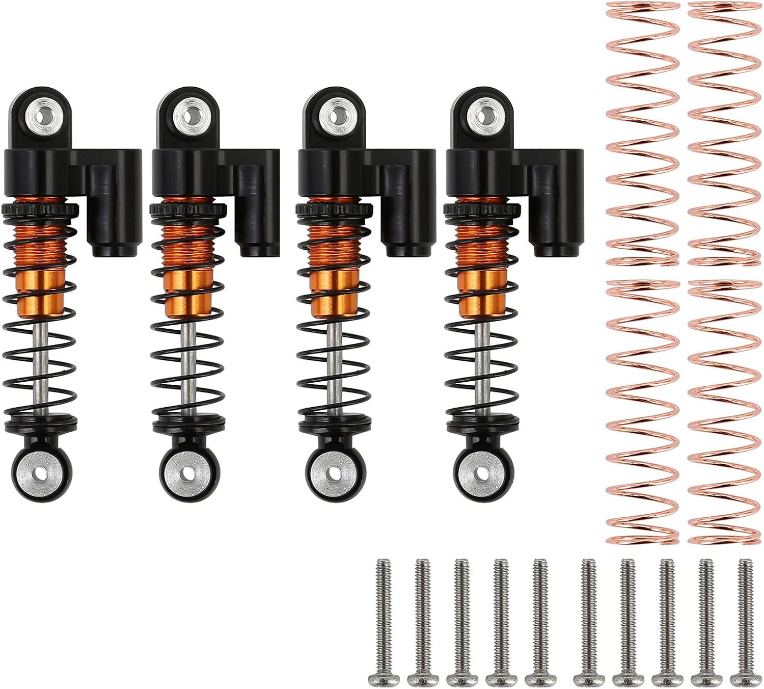 INJORA RC Car Aluminum Shocks Absorber Set Assembled for 1/24 RC Crawler Axial SCX24 AXI90081（Black＆Gold）