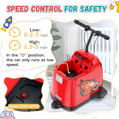 ANPABO 24V Kids Riding Toys for 3-12, 180W Quiet Brushless Motor, Max 5Mph, Ride On Toys w/Stepless Throttle, Safety Speed Limit