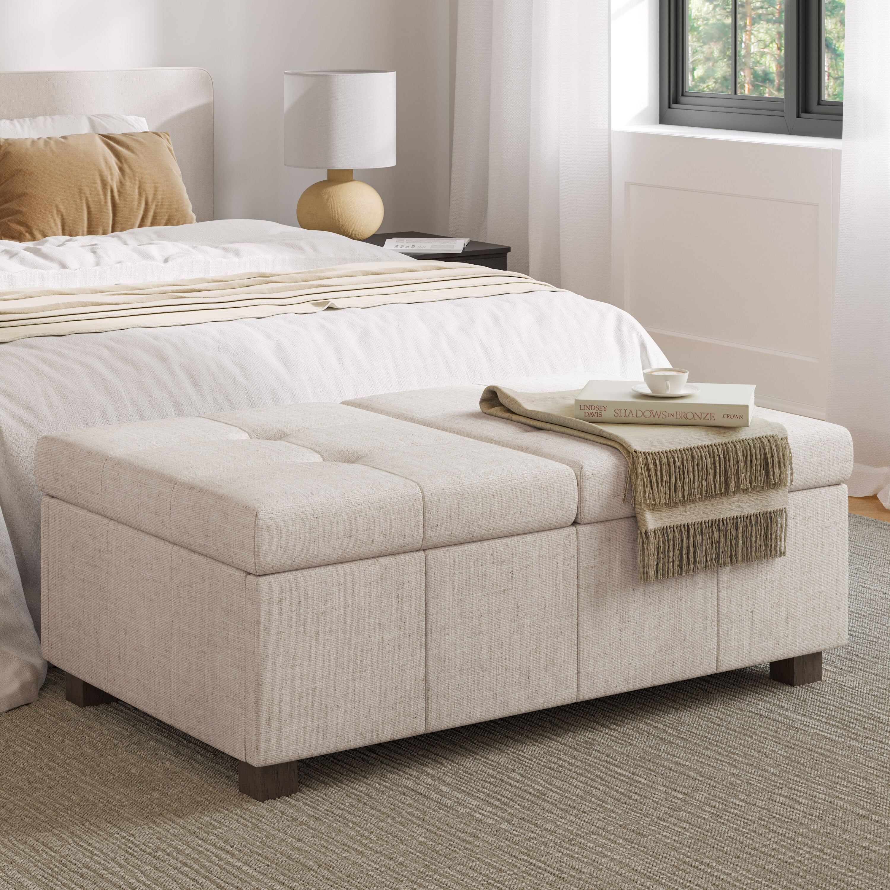 CorLiving Double Storage Ottoman Bench
