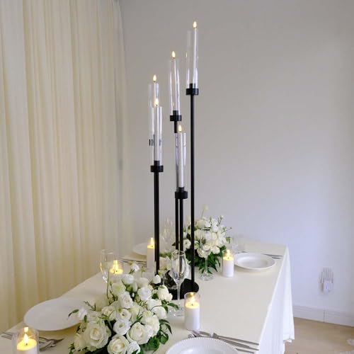 35inch 10pcs Black Candelabra Centerpieces for Tables 5 Arms Wedding centerpieces for Decorations