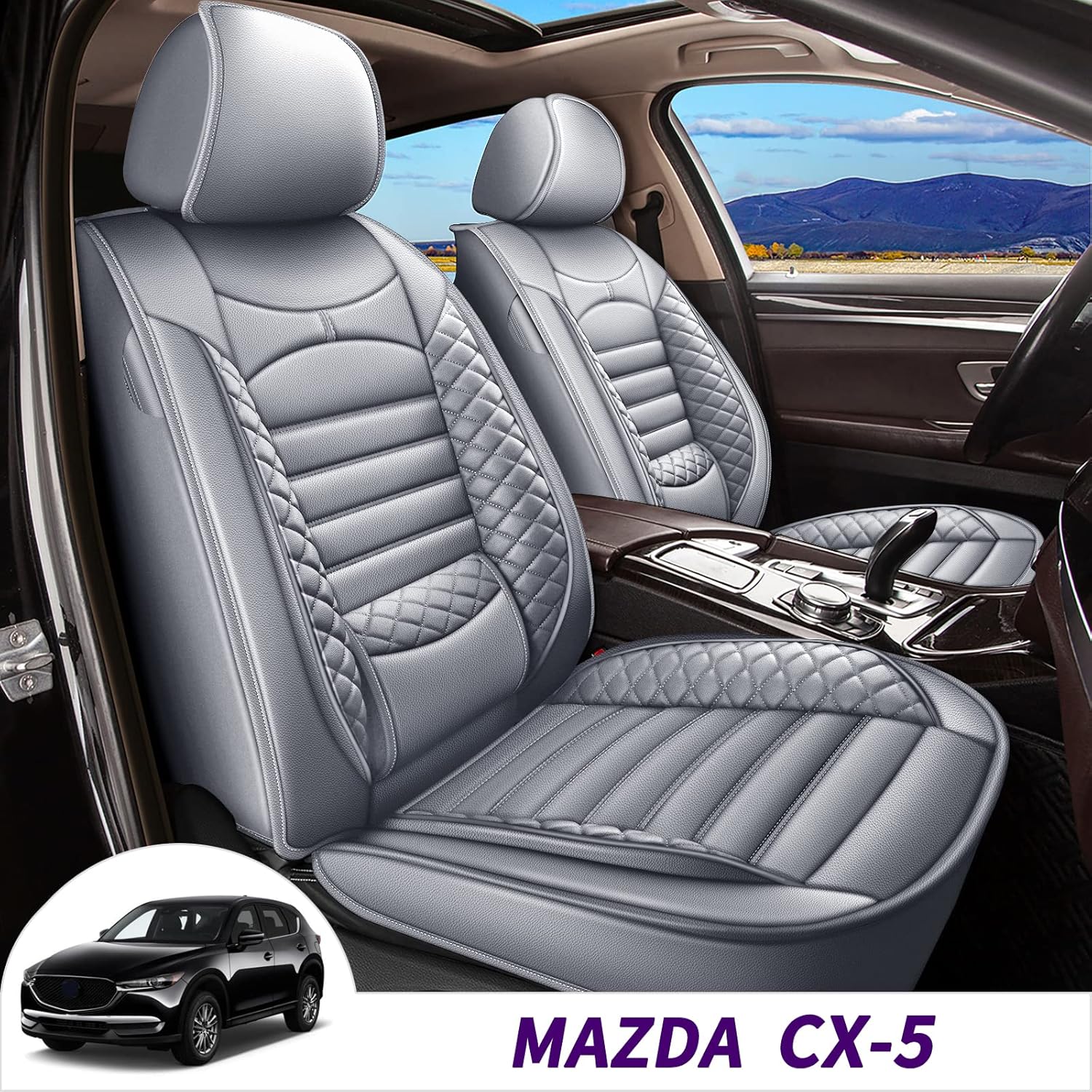 JIAMAOXIN Custom Fit for Mazda CX-5 2013-2021 Car Seat Covers Full Set 5 Seats Waterproof Faux Leather Car Seat Cushion Protector Compatible Airbag