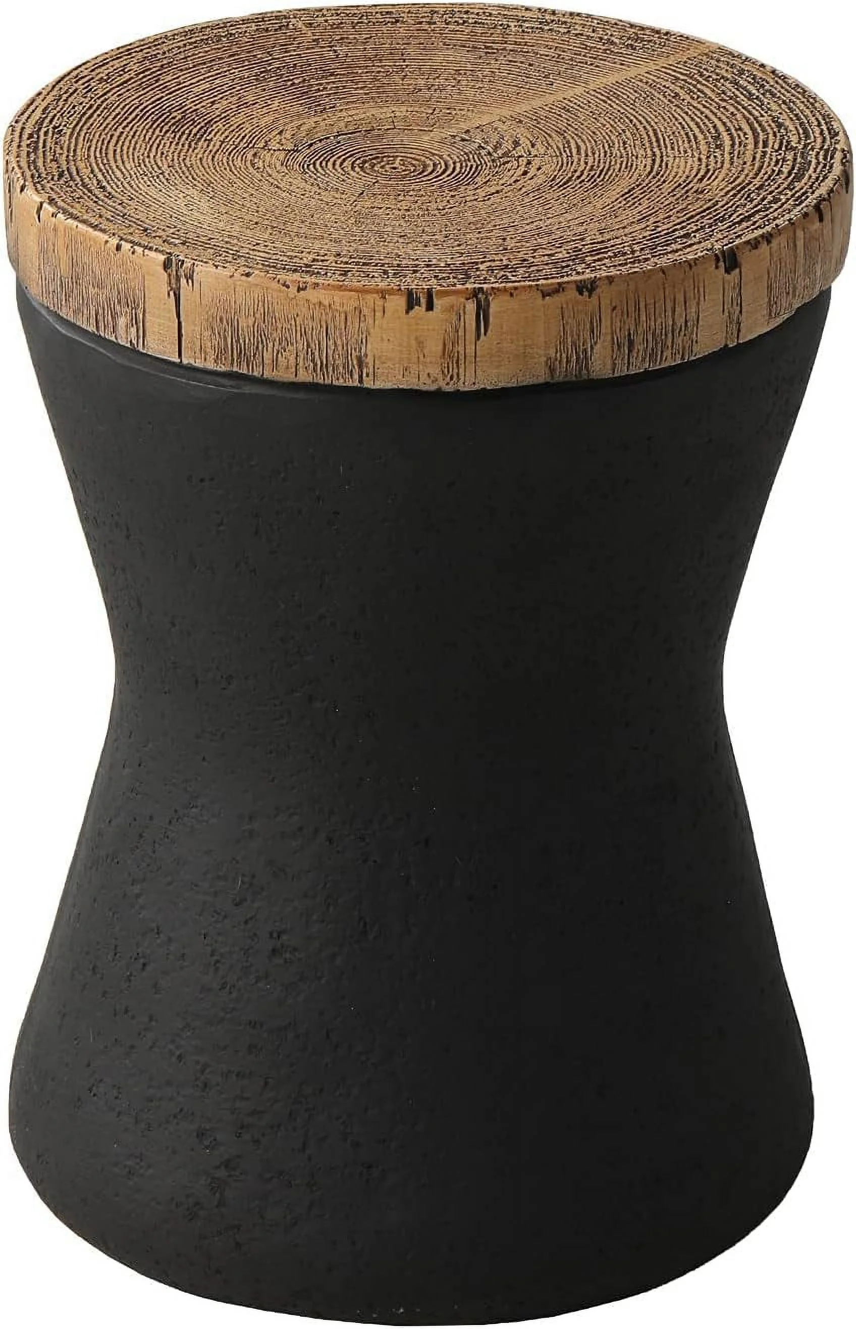 Outdoor Accent Table, 11" Hourglass Shaped Outdoor Side Table for Patio, Concrete Garden Stool End Table